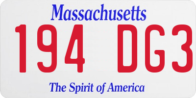 MA license plate 194DG3