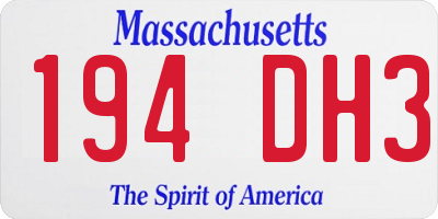 MA license plate 194DH3