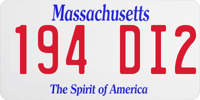 MA license plate 194DI2