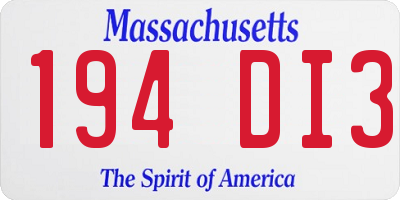 MA license plate 194DI3