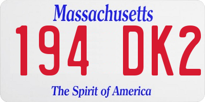 MA license plate 194DK2