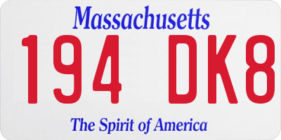 MA license plate 194DK8