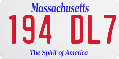MA license plate 194DL7