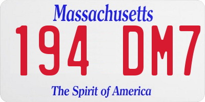 MA license plate 194DM7