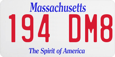 MA license plate 194DM8