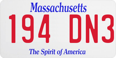 MA license plate 194DN3