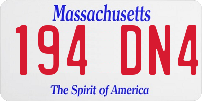MA license plate 194DN4