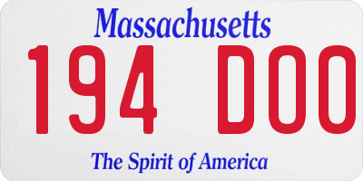 MA license plate 194DO0
