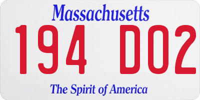 MA license plate 194DO2
