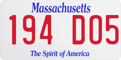 MA license plate 194DO5
