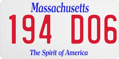 MA license plate 194DO6
