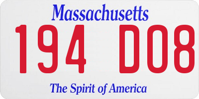 MA license plate 194DO8