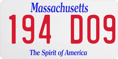 MA license plate 194DO9