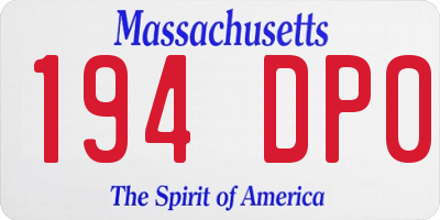 MA license plate 194DP0