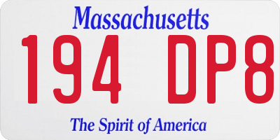 MA license plate 194DP8