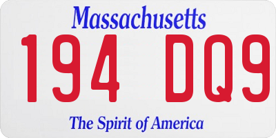MA license plate 194DQ9