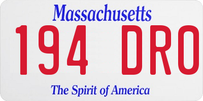 MA license plate 194DR0