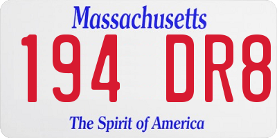 MA license plate 194DR8