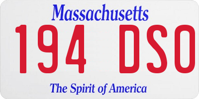 MA license plate 194DS0