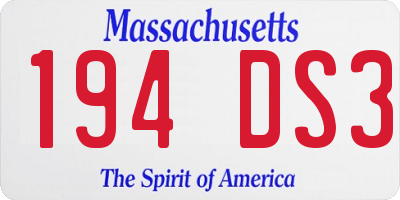 MA license plate 194DS3