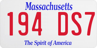 MA license plate 194DS7