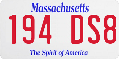 MA license plate 194DS8