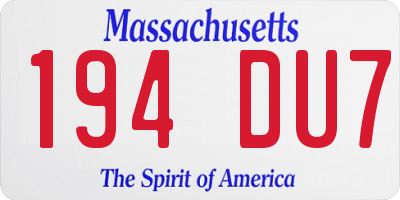 MA license plate 194DU7