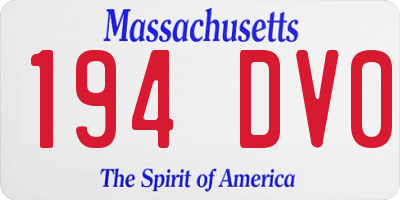 MA license plate 194DV0