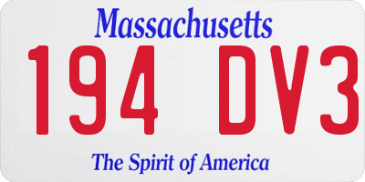 MA license plate 194DV3