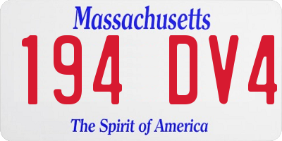 MA license plate 194DV4