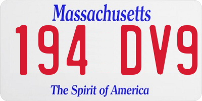 MA license plate 194DV9
