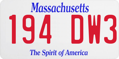 MA license plate 194DW3