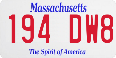 MA license plate 194DW8