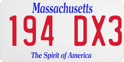 MA license plate 194DX3