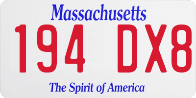 MA license plate 194DX8
