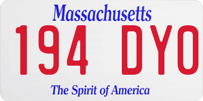 MA license plate 194DY0