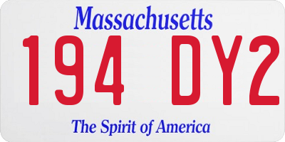 MA license plate 194DY2