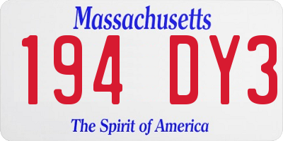 MA license plate 194DY3