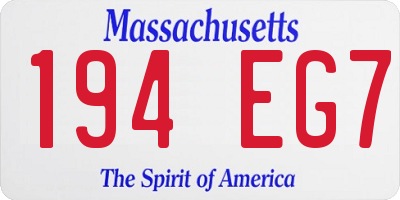 MA license plate 194EG7