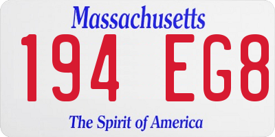 MA license plate 194EG8