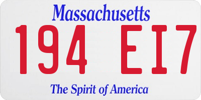 MA license plate 194EI7