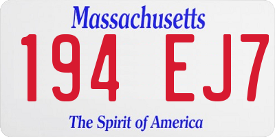 MA license plate 194EJ7