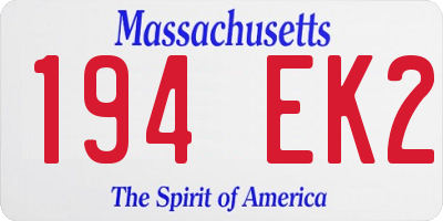 MA license plate 194EK2