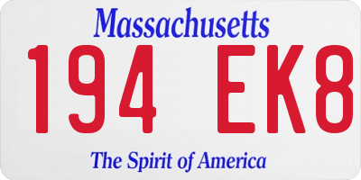 MA license plate 194EK8