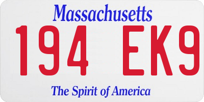 MA license plate 194EK9