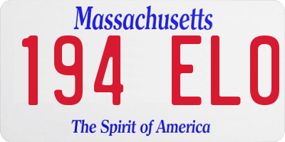 MA license plate 194EL0