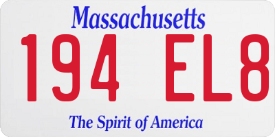 MA license plate 194EL8