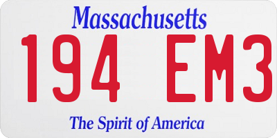 MA license plate 194EM3