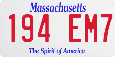 MA license plate 194EM7