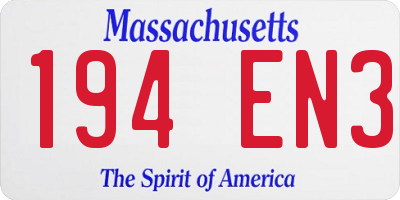 MA license plate 194EN3